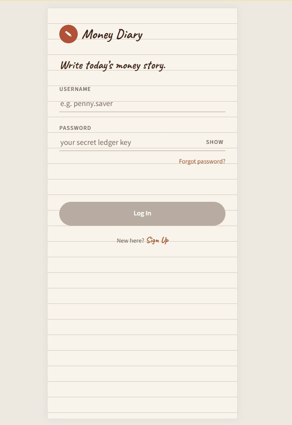 Money Diary - Implementation
